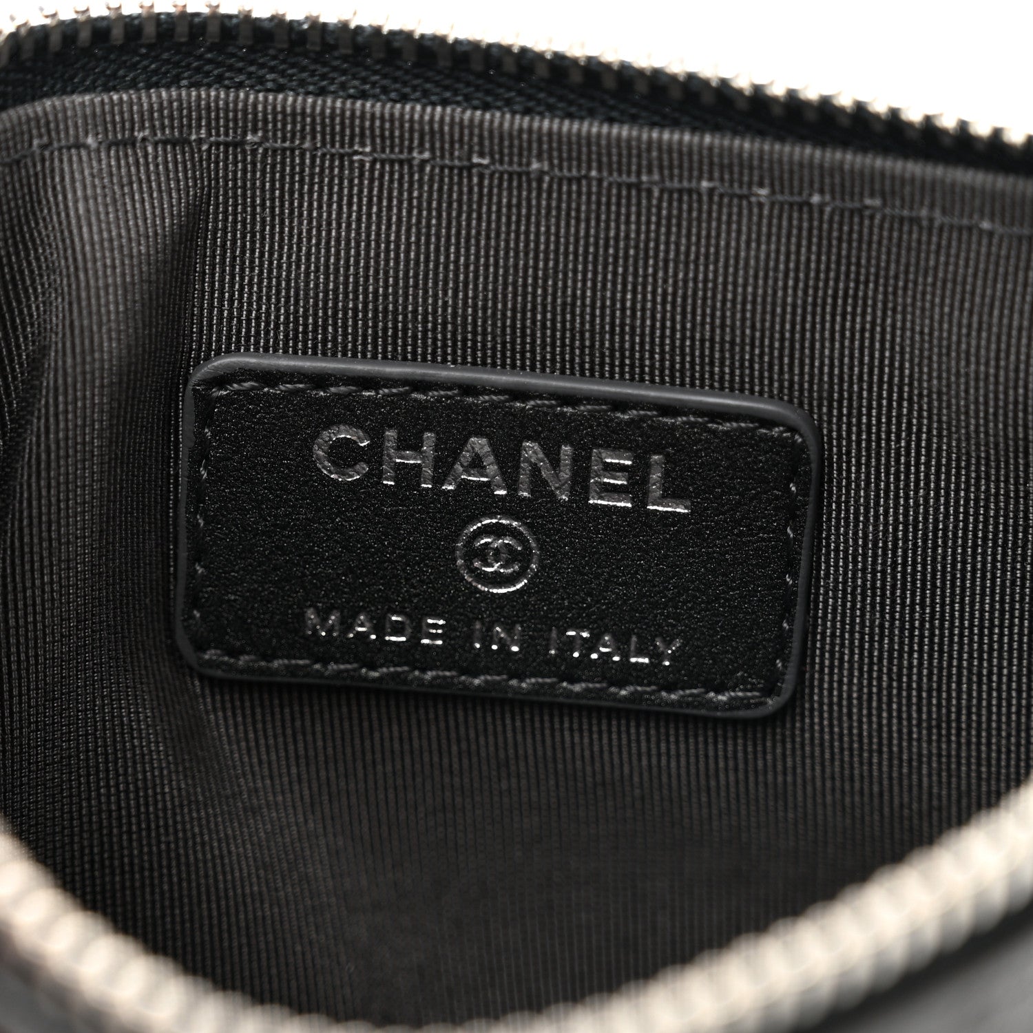 Chanel Goatskin Camellia Embossed Cosmetic Pouch Anthracite 6 of 8