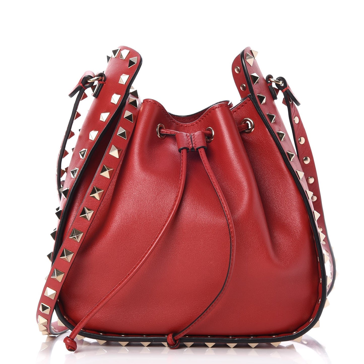 Vitello Rockstud Bucket Bag Rosso Valentino