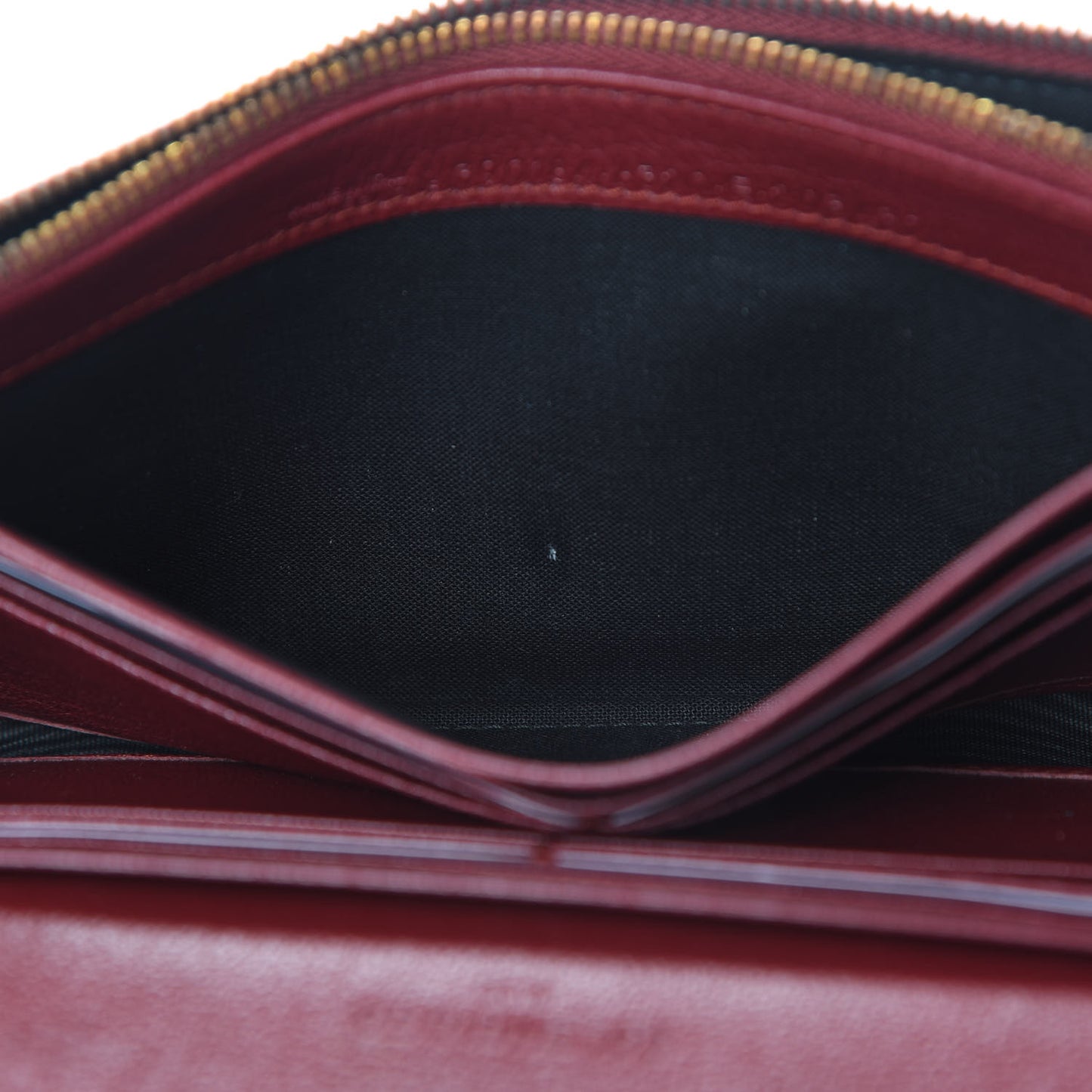 Chevre Gold Metallic Edge Hardware Money Wallet Bordeaux