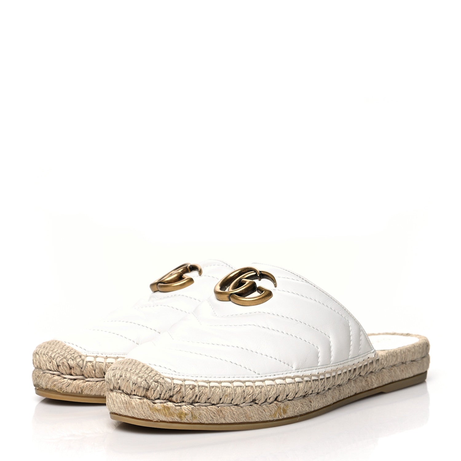 Gucci Nappa Matelasse GG Marmont Espadrille Slippers 37.5 Great White 3 of 8