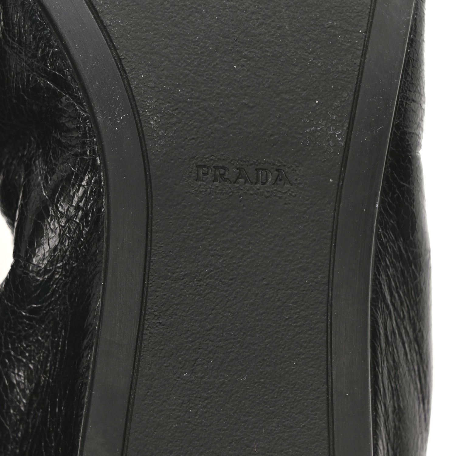 Prada Vitello Shine Cap Toe Logo Ballet Flats 37 Black 7 of 8