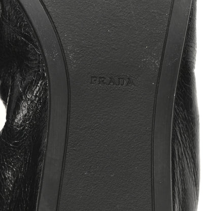 Prada Vitello Shine Cap Toe Logo Ballet Flats 37 Black 7 of 8