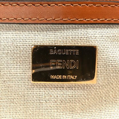 Fendi Kuban Canvas Vitello King FF Embroidered Baguette Grezzo Multicolor 6 of 9