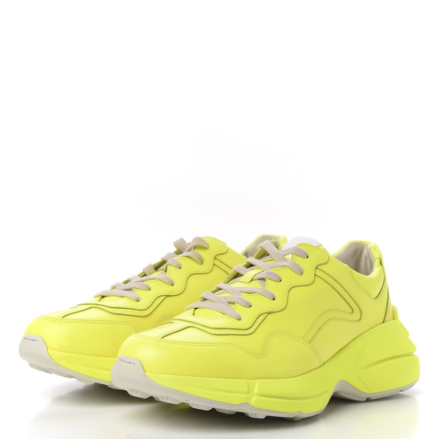Calfskin Mens Rhyton Sneakers 10.5 Yellow Fluo