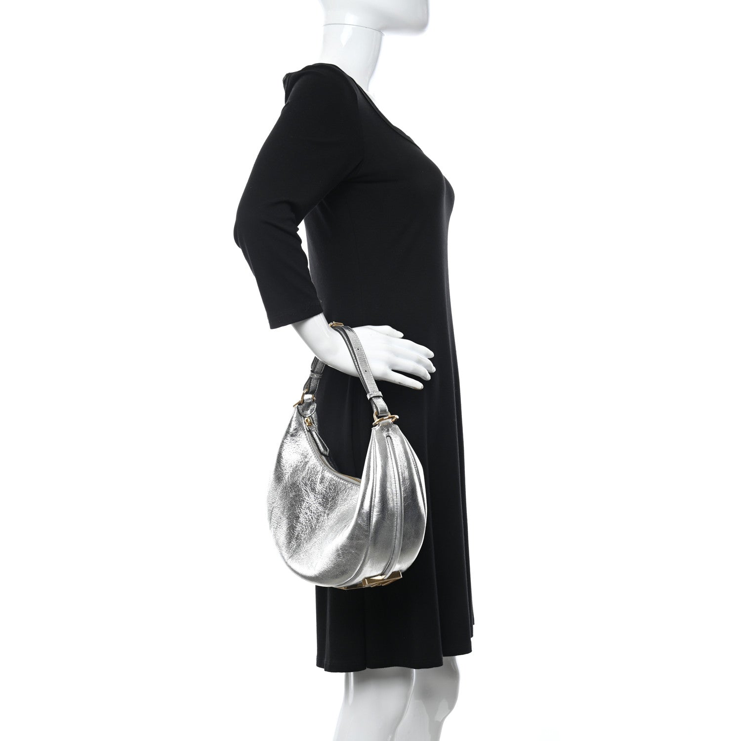 Fendi Rock Millenium Small Fendigraphy Hobo Bag Argento 2 of 10