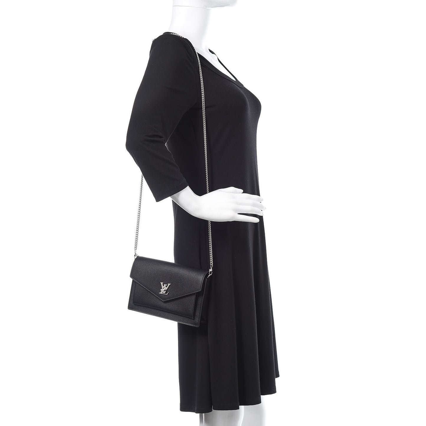 Soft Calfskin My Lockme Chain Pochette Black