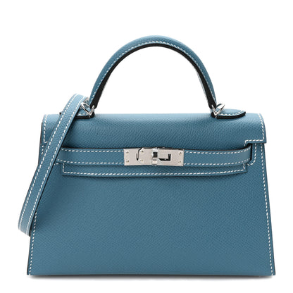 Hermes Epsom Mini Kelly Sellier 20 New Blue Jean 1 of 8