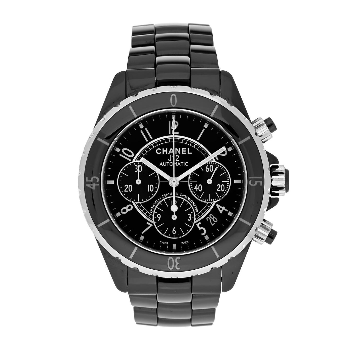 Stainless Steel Ceramic 41mm J12 Chronograph Automatic Watch Black