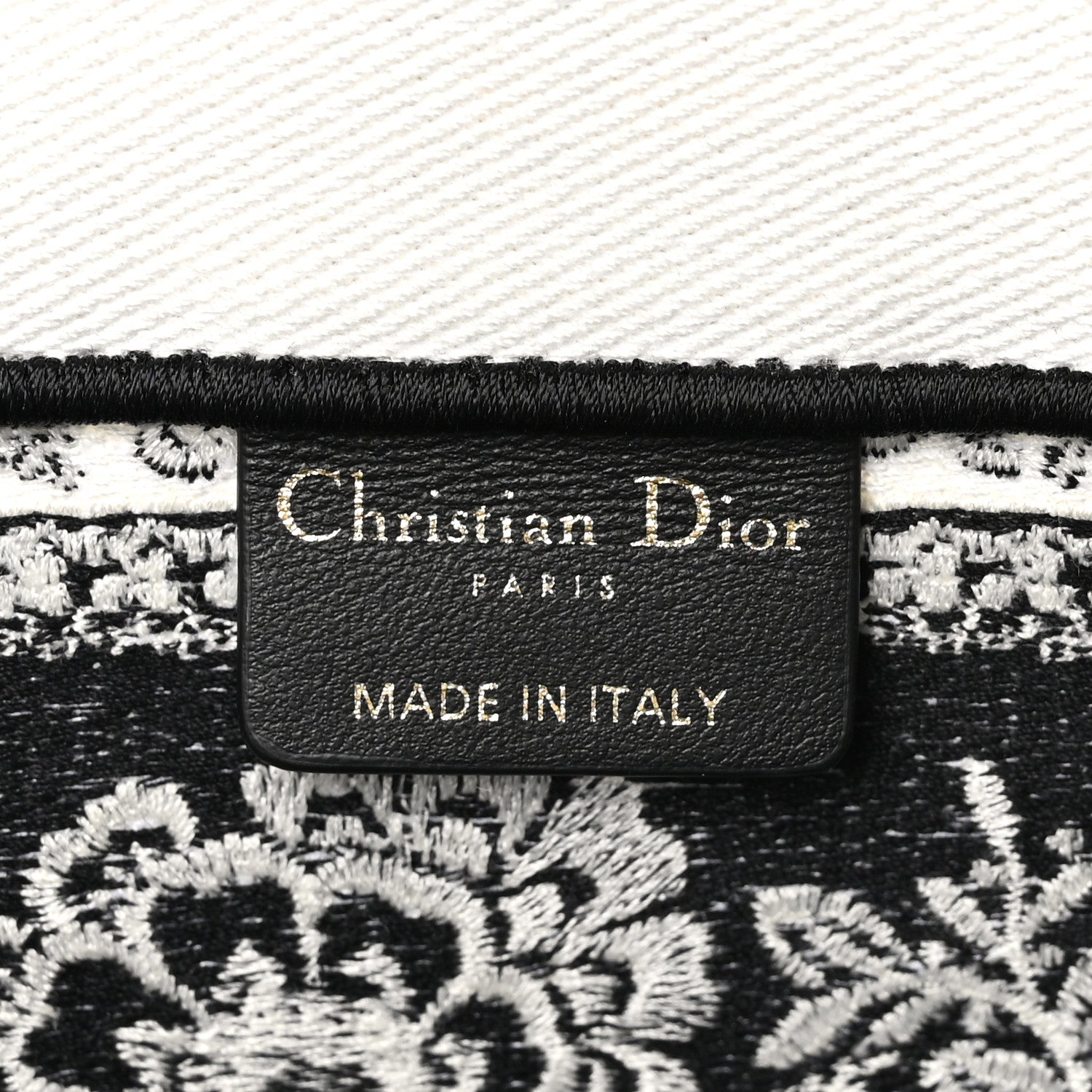 Christian Dior Canvas Butterfly Bandana Embroidered Medium Book Tote Black White 6 of 10