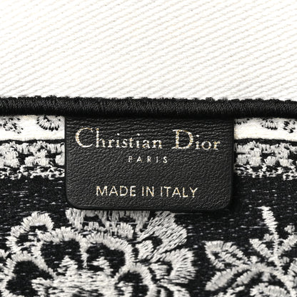Christian Dior Canvas Butterfly Bandana Embroidered Medium Book Tote Black White 6 of 10