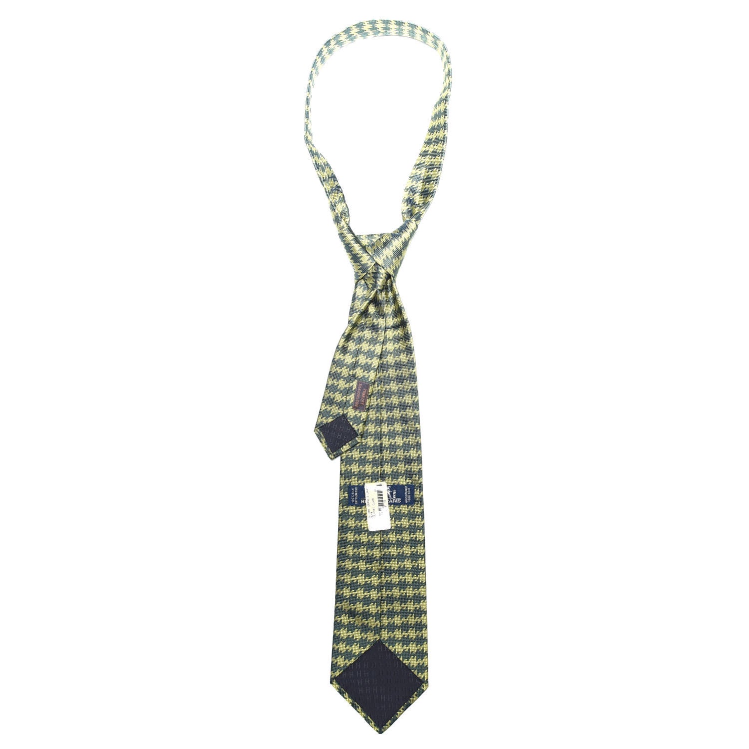 Hermes Woven Silk Mens Neck Tie Vert Fonce Vert Clair 3 of 4