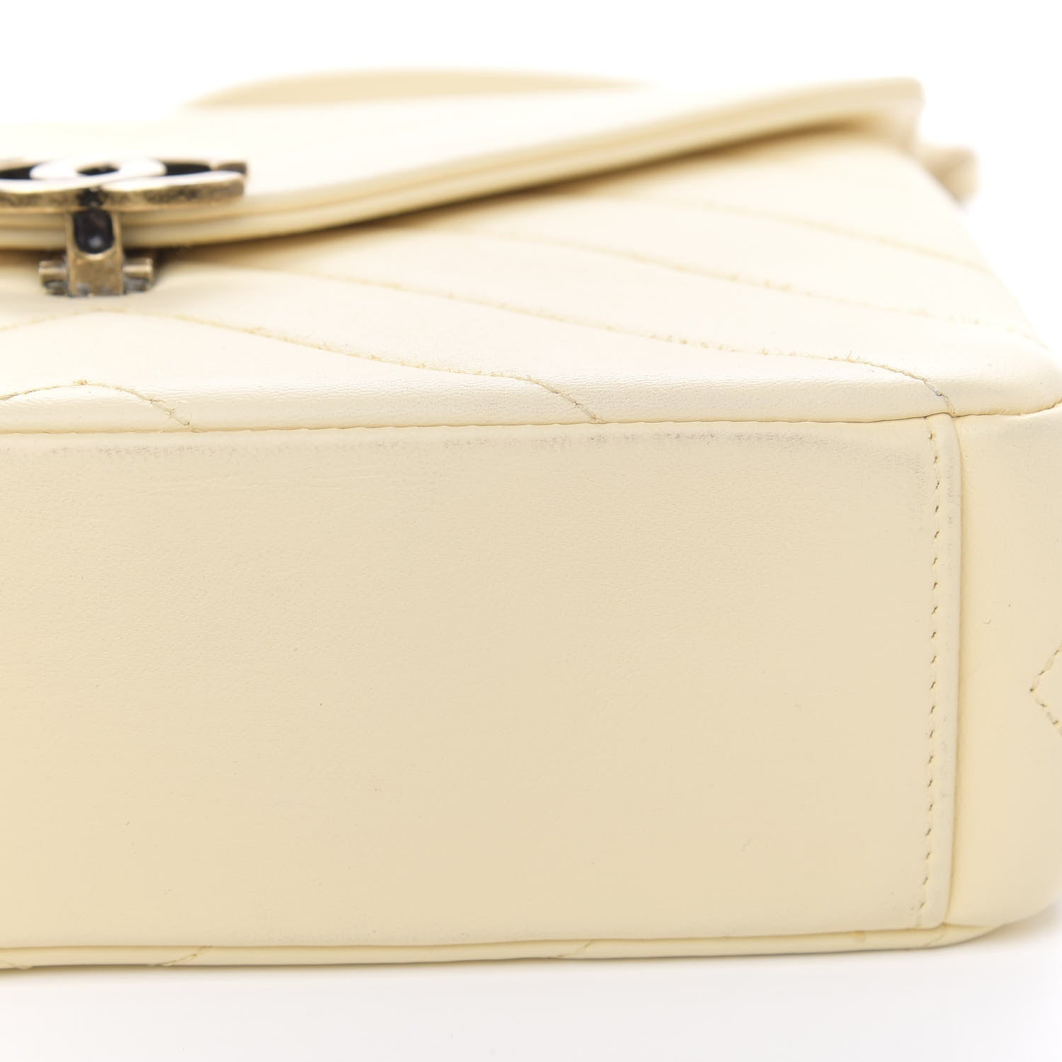 Chanel Lambskin Chevron Quilted Envelope Flap White 10 of 15