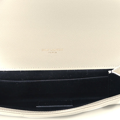 Saint Laurent Grain De Poudre Matelasse Chevron Monogram Envelope Clutch Blanc Vintage 5 of 8