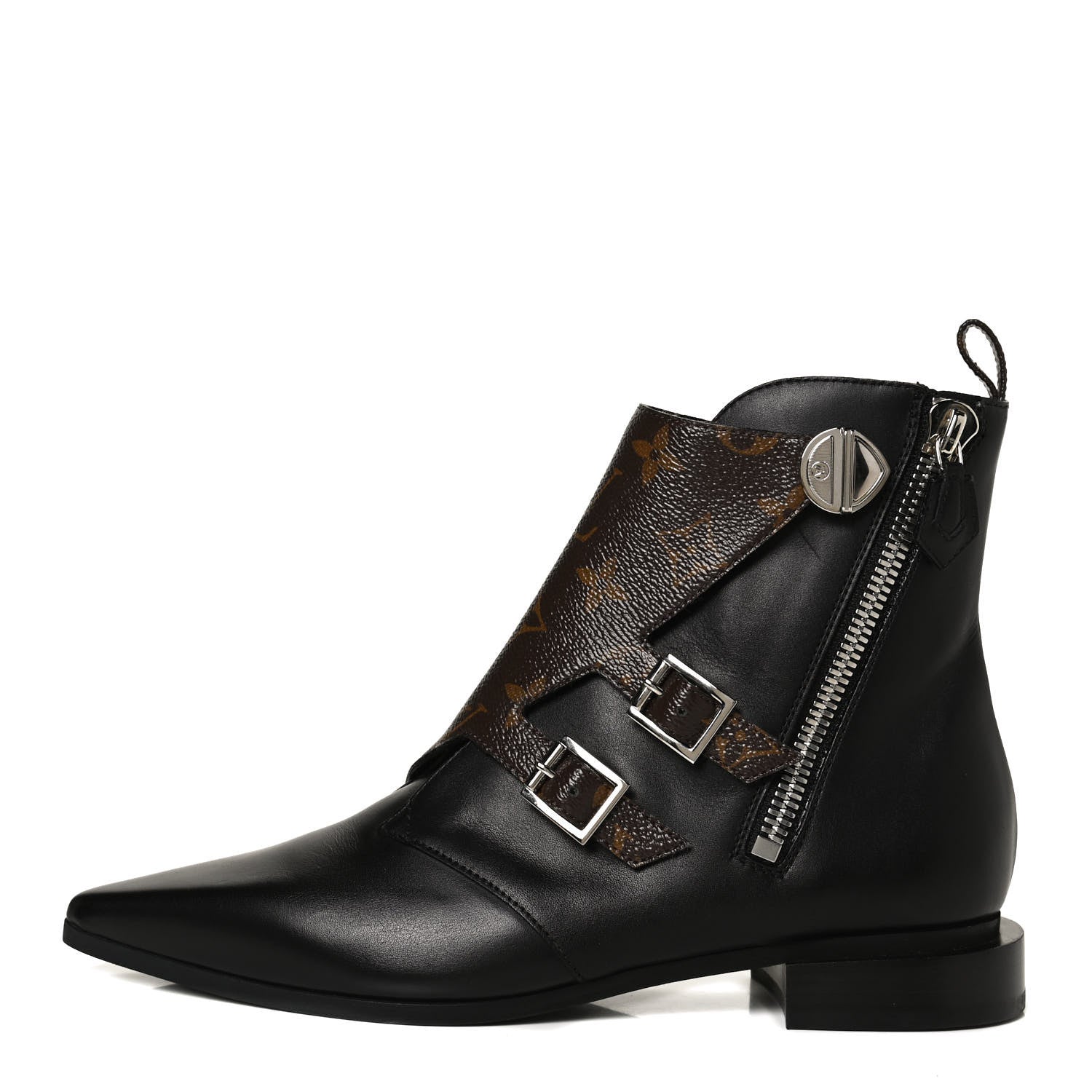 Louis Vuitton Calfskin Monogram Jumble Flat Ankle Boots 37 Black 1 of 11