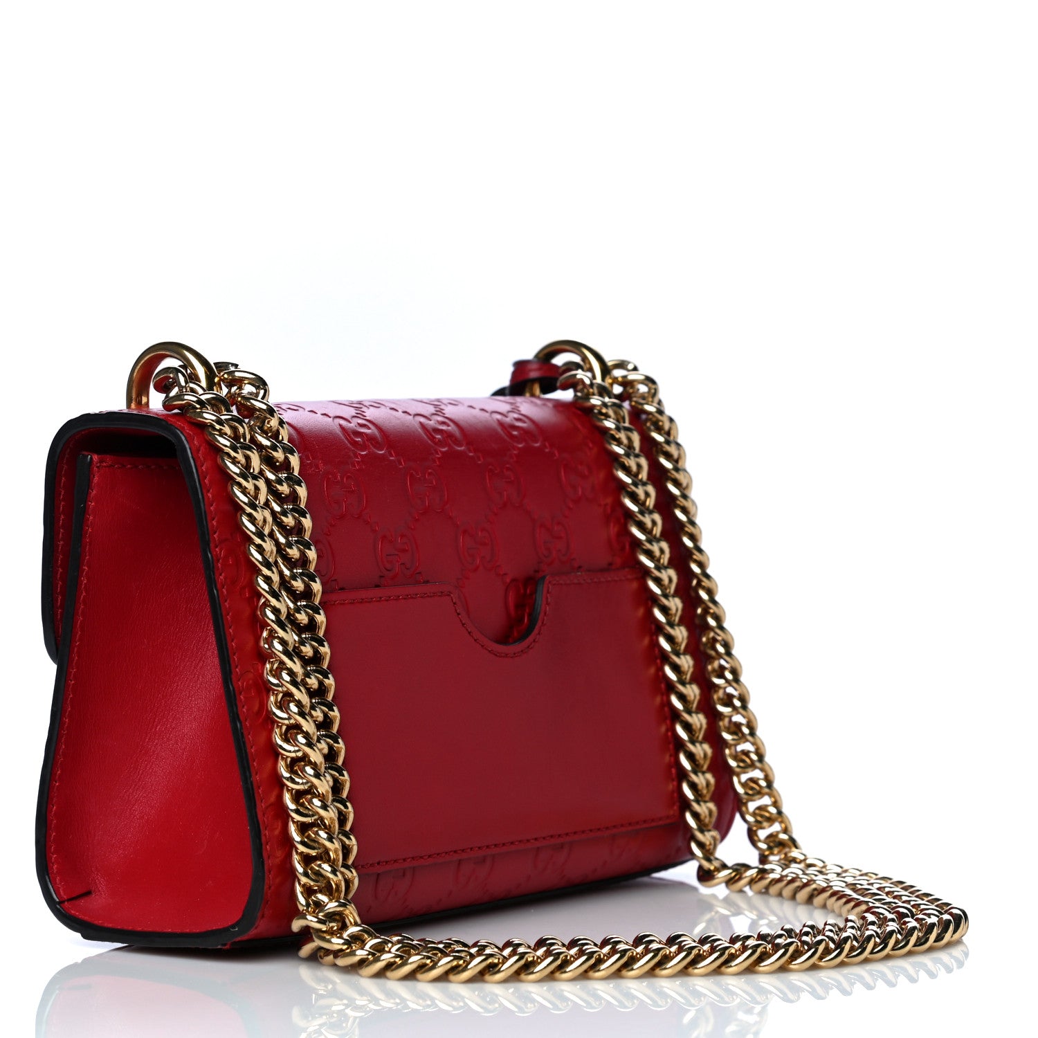 Gucci Guccissima Small Padlock Shoulder Bag Hibiscus Red 3 of 19