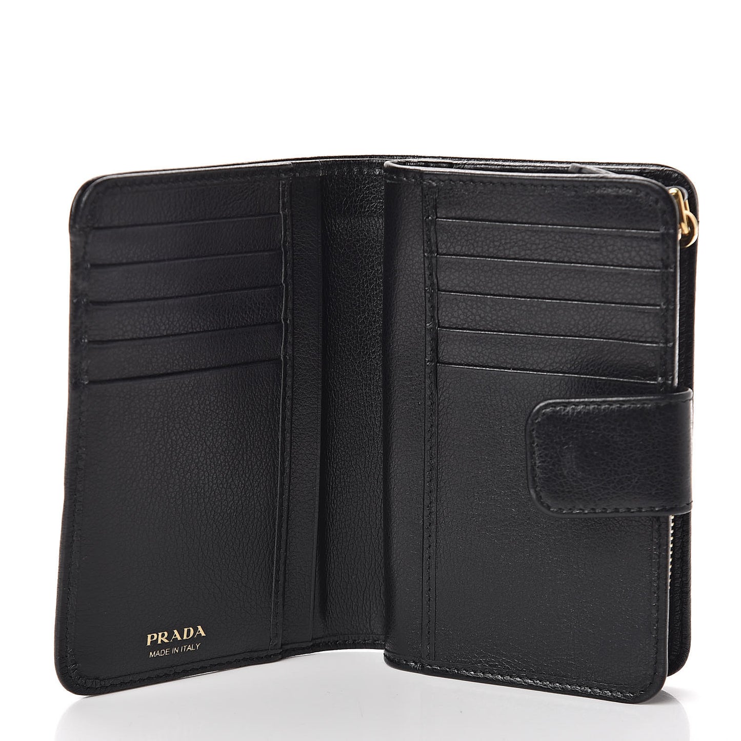 Glace Calfskin Compact Triangle Wallet Black