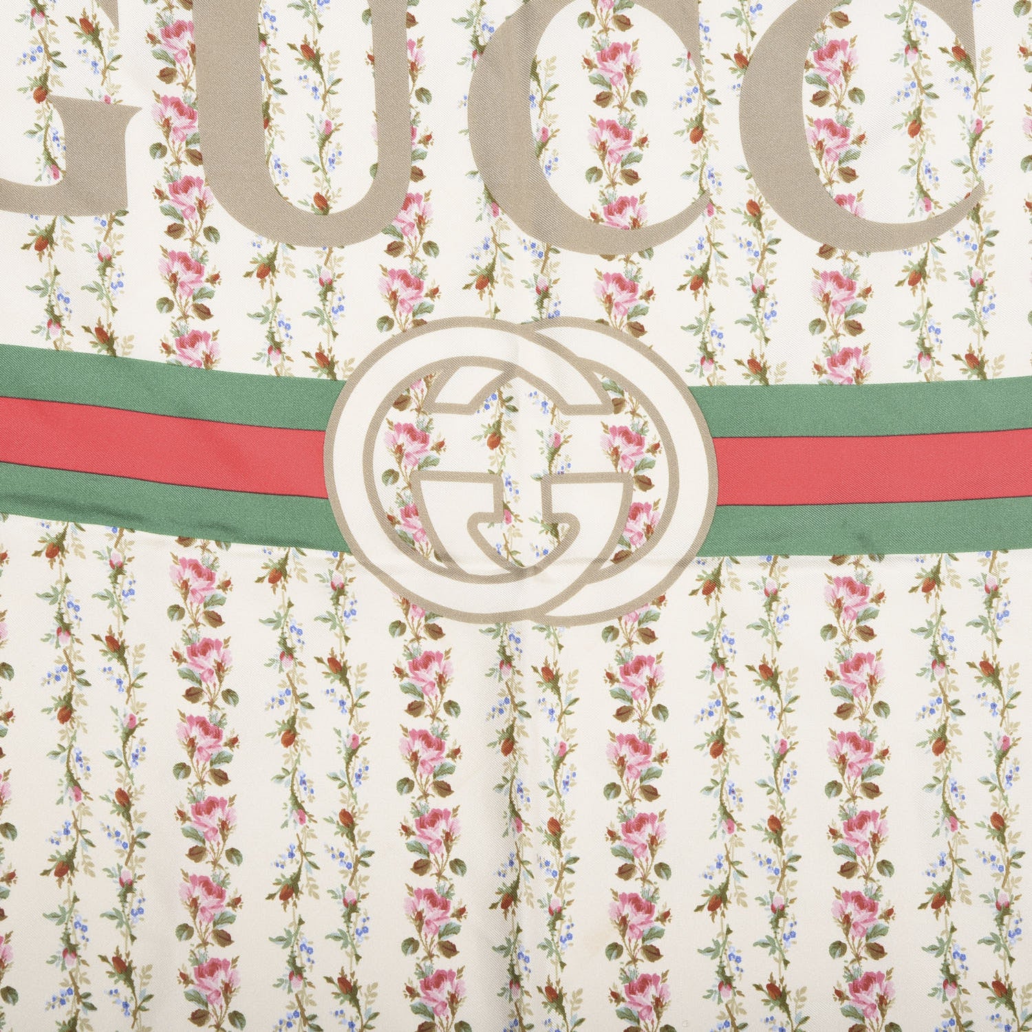 Gucci Silk Twill Gucci Rose Series Square Scarf Ivory Black 3 of 4