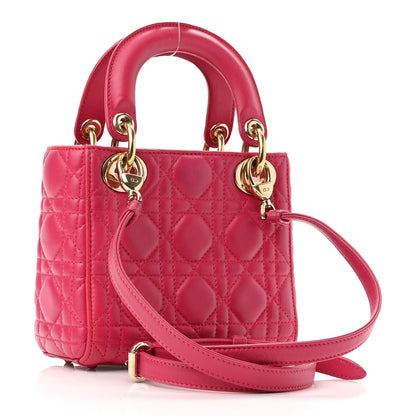Christian Dior Lambskin Cannage Mini Lady Dior Fuchsia 2 of 13