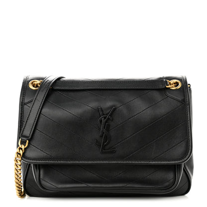 Saint Laurent Lambskin Matelasse Monogram Medium Niki Chain Satchel Black 1 of 10
