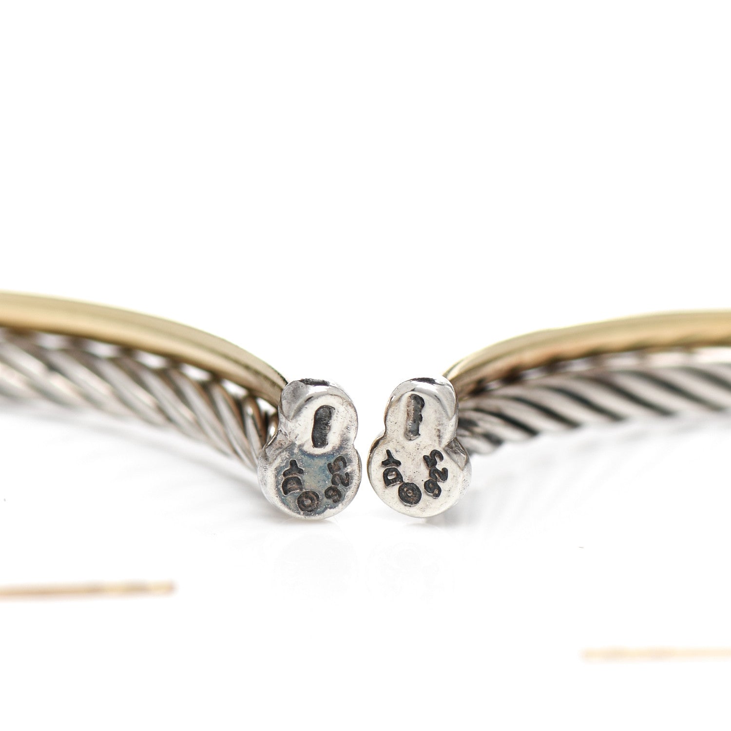 David Yurman Sterling Silver 18K Yellow Gold 44mm Extra Large Crossover Cable Hoop Earrings 4 of 5