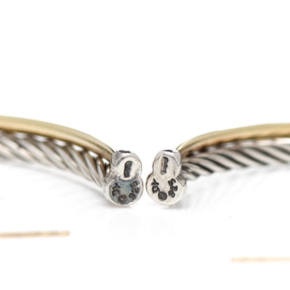 David Yurman Sterling Silver 18K Yellow Gold 44mm Extra Large Crossover Cable Hoop Earrings 4 of 5