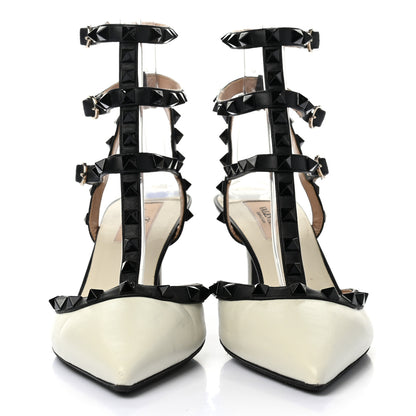 Valentino Garavani Nappa Rockstud Ankle Strap 65mm Pumps 38.5 Light Ivory Black 2 of 8