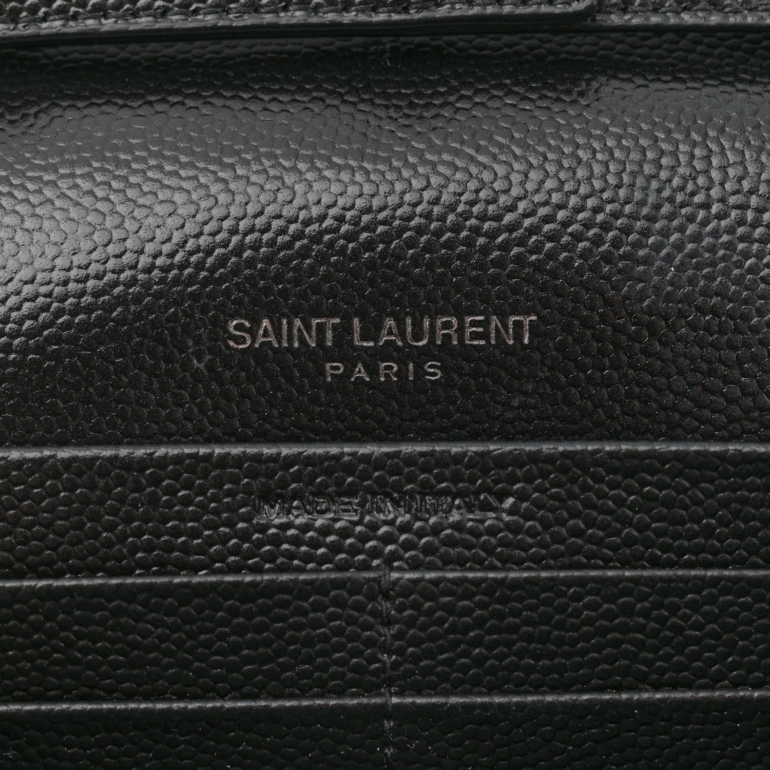 Saint Laurent Grain De Poudre Matelasse Chevron Monogram Monochrome Chain Wallet Black 7 of 11