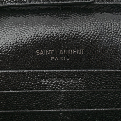 Saint Laurent Grain De Poudre Matelasse Chevron Monogram Monochrome Chain Wallet Black 7 of 11