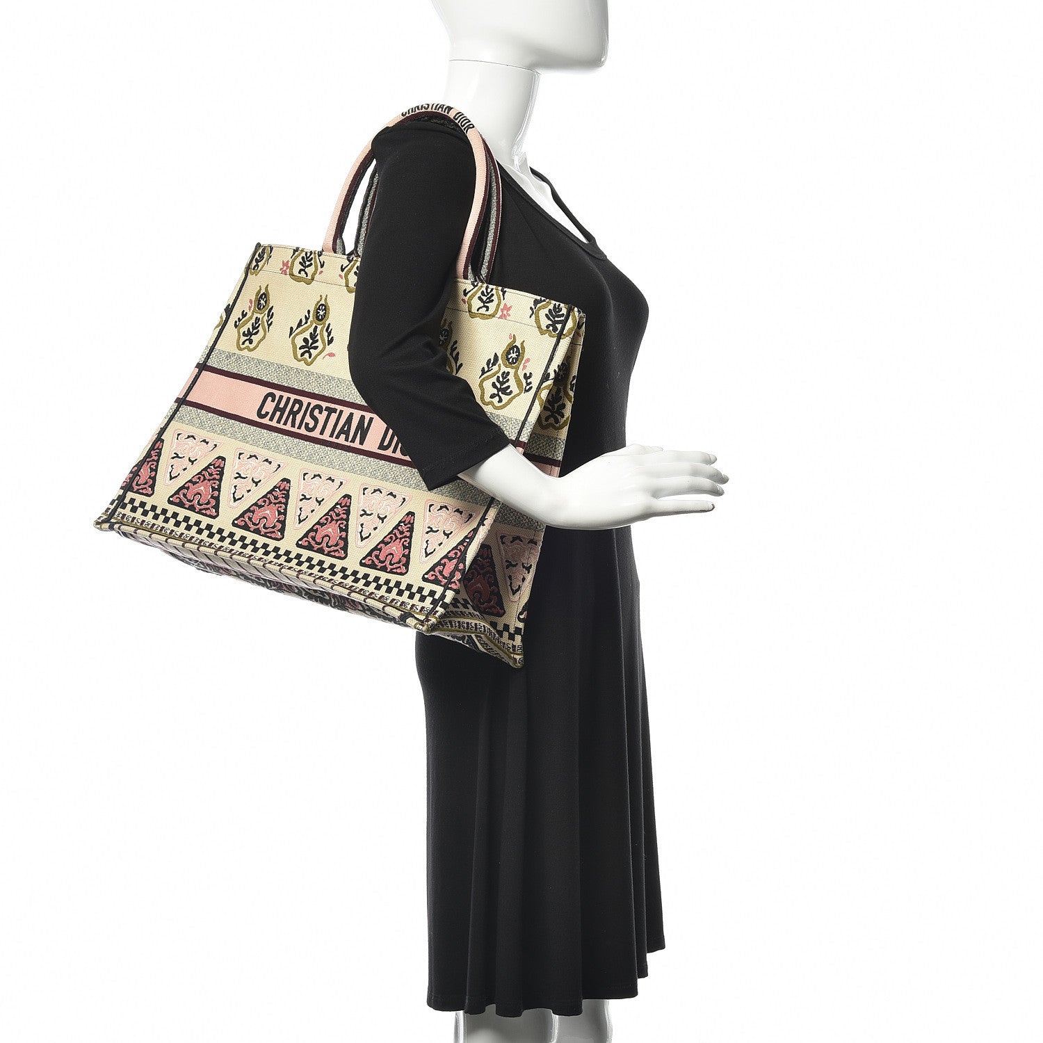 Christian Dior Canvas Embroidered Geometric Book Tote Multicolor 2 of 9