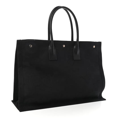 Saint Laurent Linen Calfskin Rive Gauche Tote Black 3 of 9