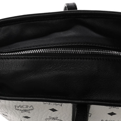 MCM Visetos Medium Anya Zip Top Shopper Tote White 14 of 15