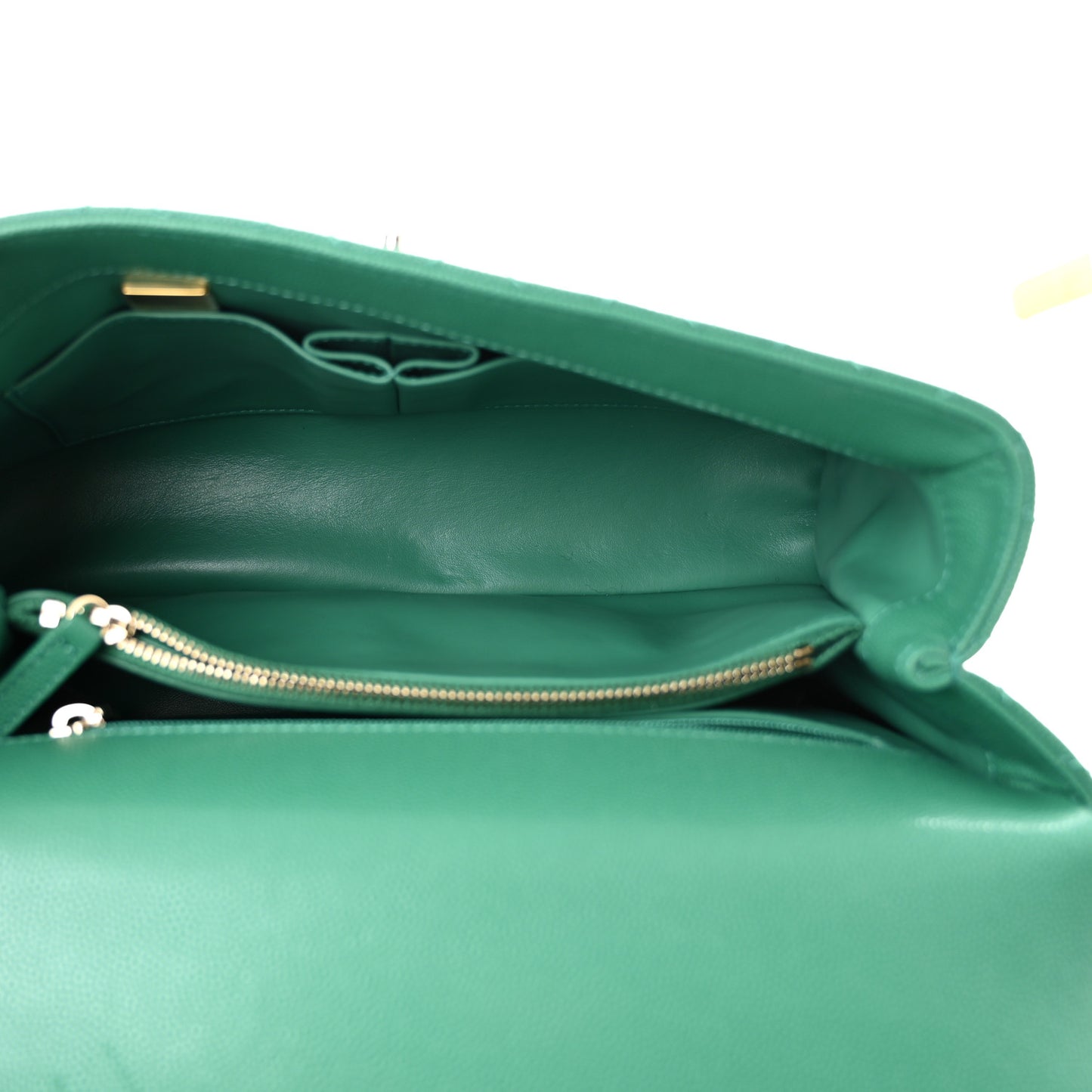 Caviar Quilted Small Coco Handle Flap Green