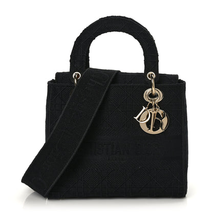 Christian Dior Canvas Embroidered Cannage Medium Lady D-Lite Black 1 of 8
