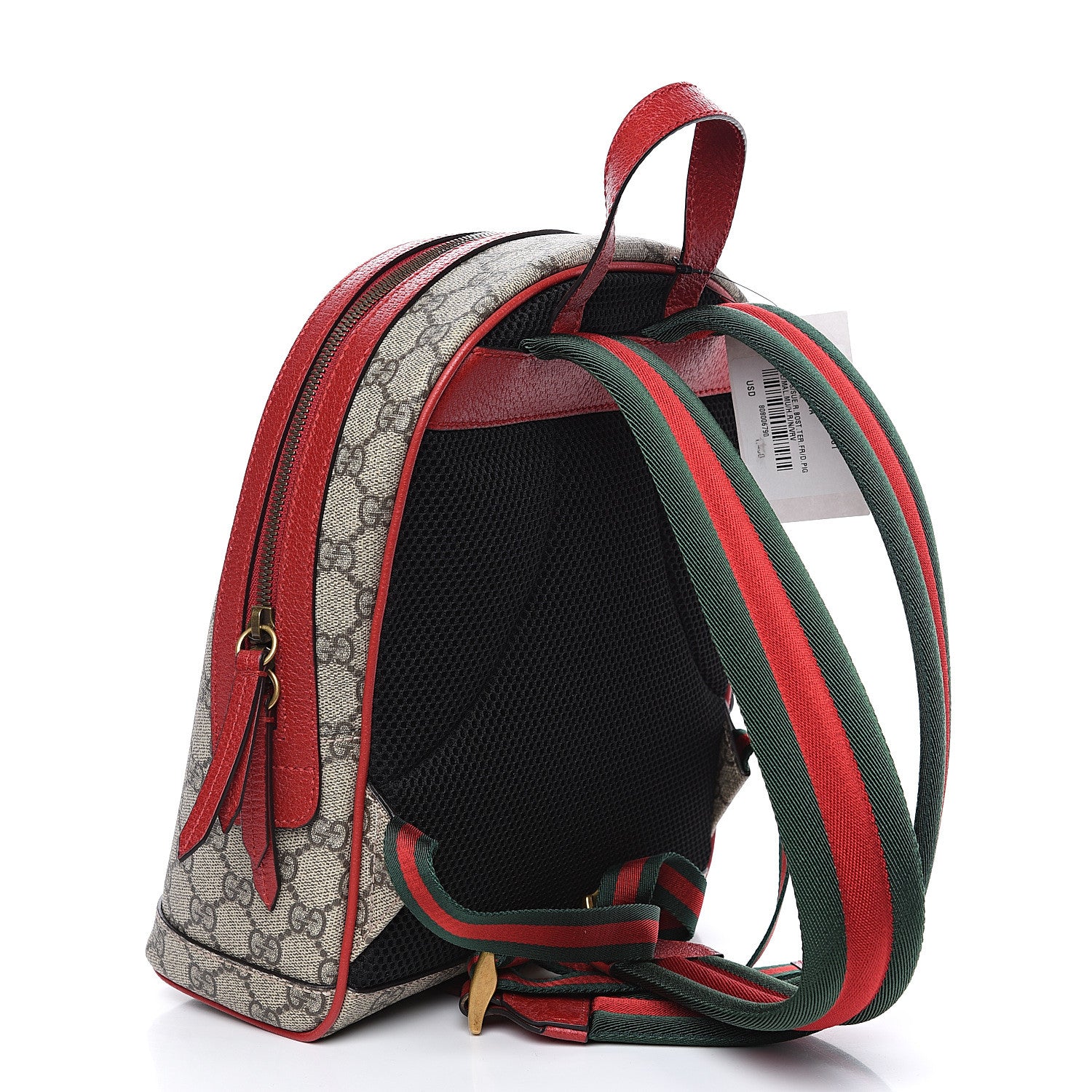 Gucci GG Supreme Monogram Web Bosco Patch Dome Backpack Beige Malva Hibiscus Red 2 of 9