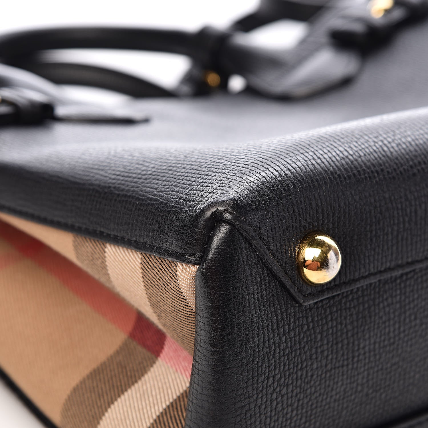Burberry Grainy Calfskin House Check Small Banner Tote Black 10 of 16