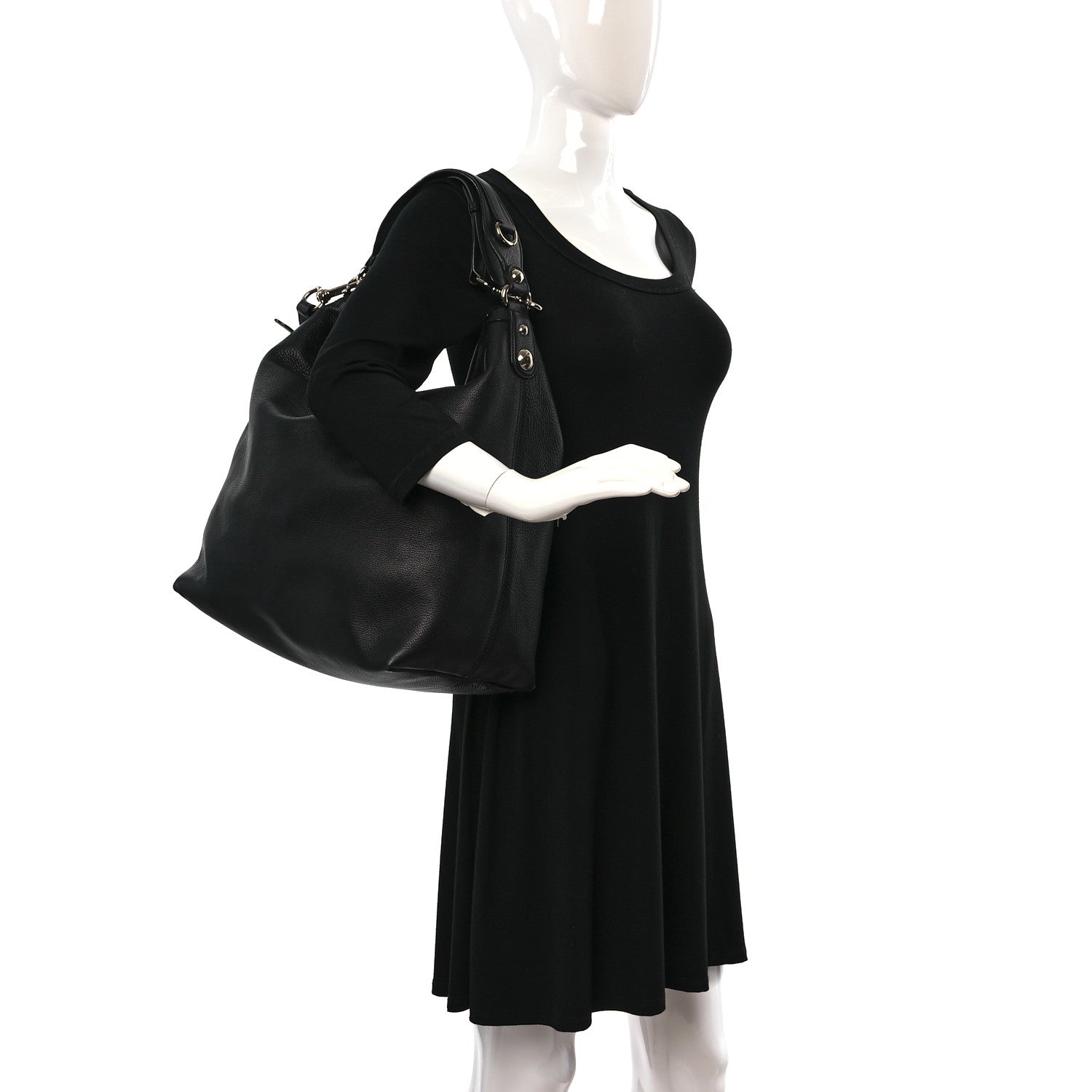Gucci Pebbled Calfskin Large Icon Bit Hobo Black 2 of 14