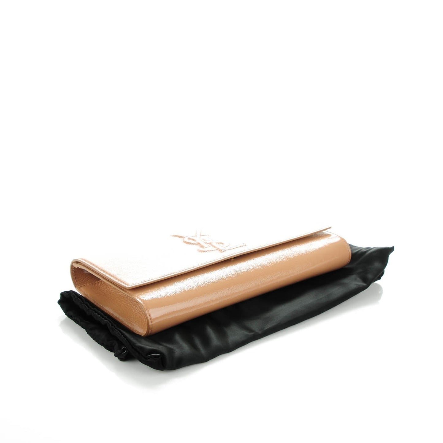 Textured Patent Calfskin Monogram Large Belle De Jour Clutch Nude