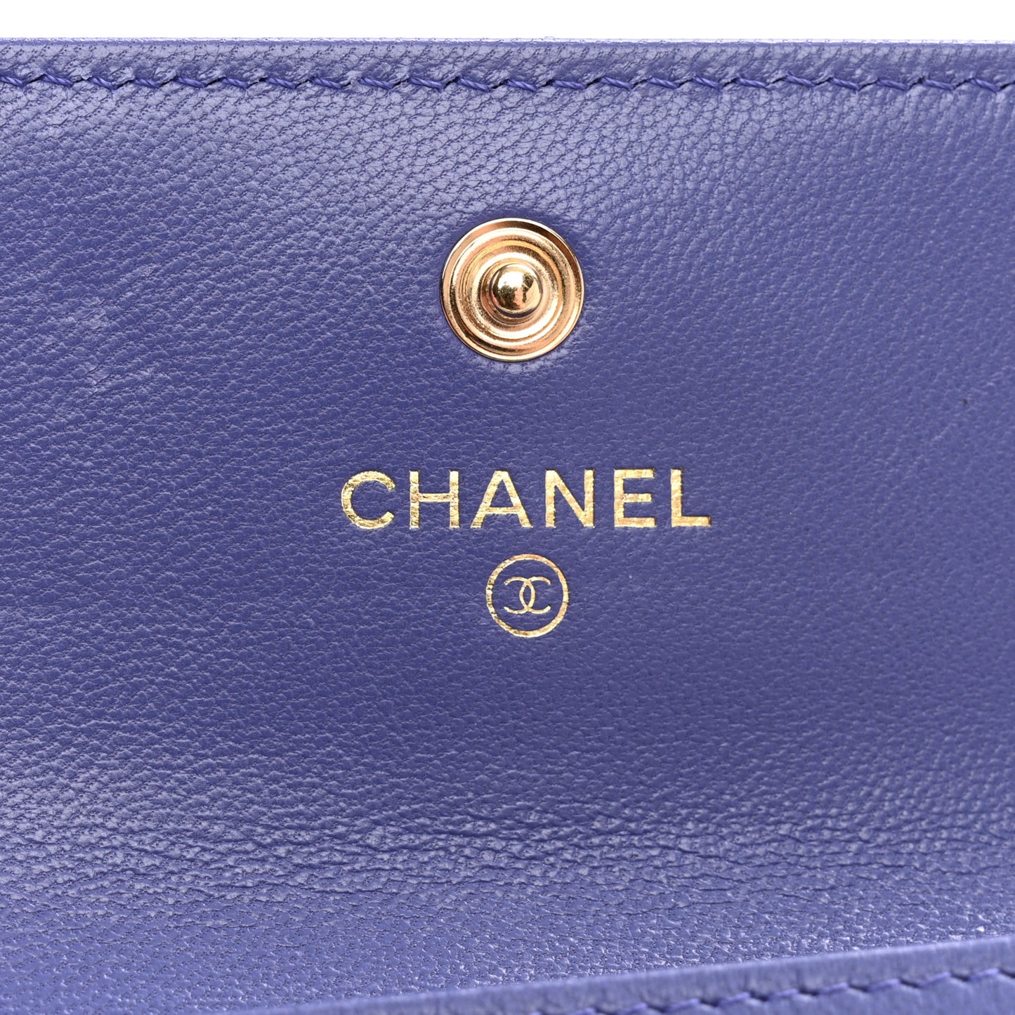 Goatskin Quilted Chanel 19 Small Flap Wallet Purple