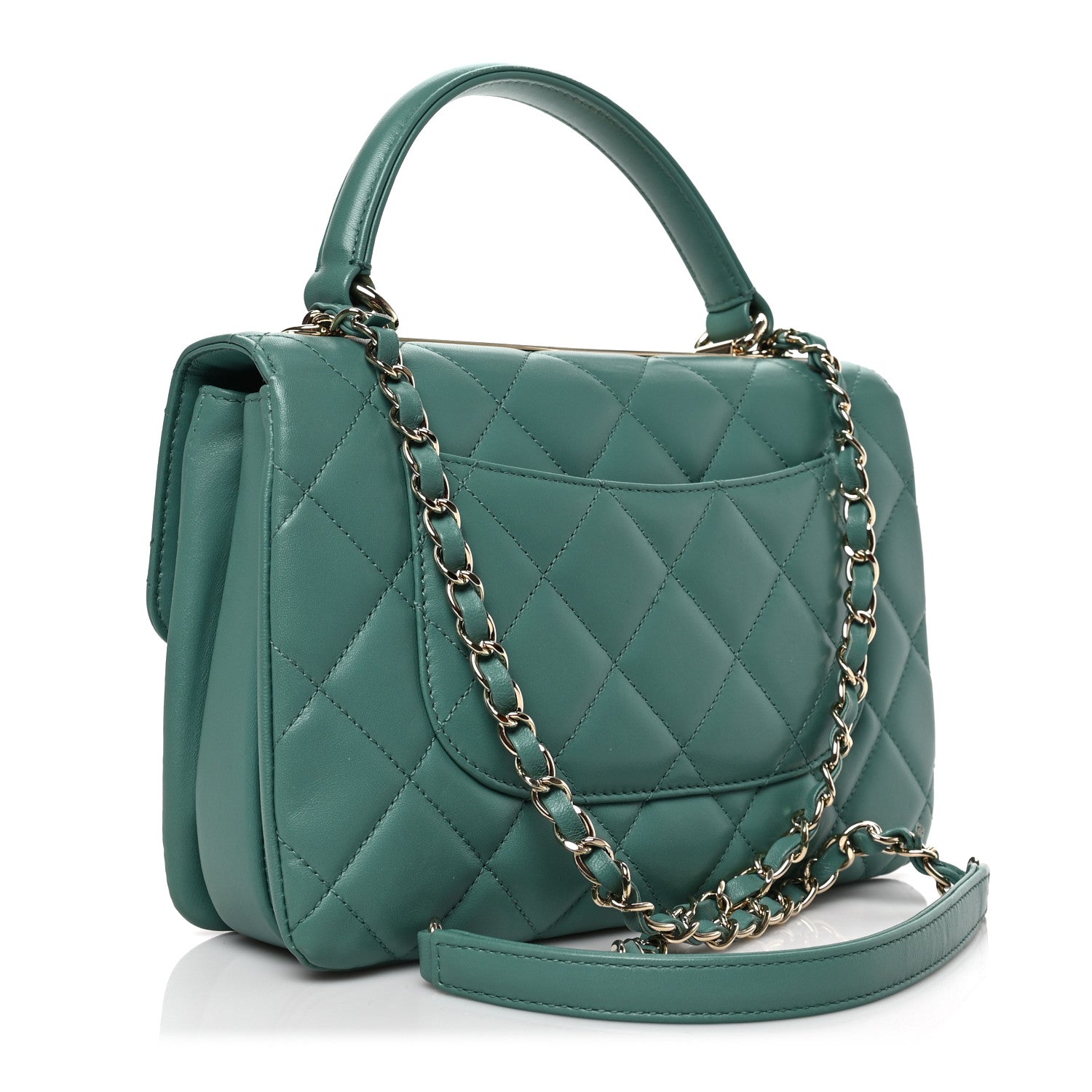 Chanel Lambskin Quilted Small Trendy CC Flap Dual Handle Bag Green 3 of 8
