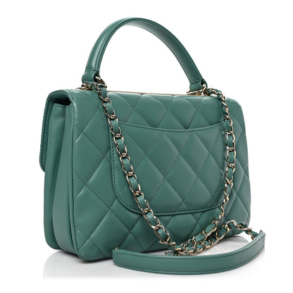 Chanel Lambskin Quilted Small Trendy CC Flap Dual Handle Bag Green 3 of 8