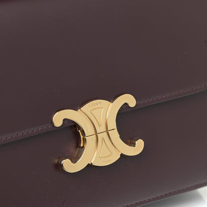 Celine Shiny Calfskin Medium Triomphe Burgundy 10 of 12