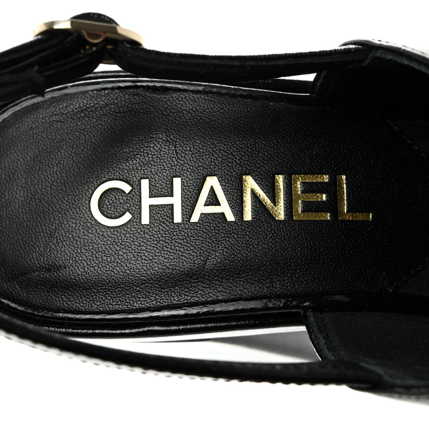Chanel Crumpled Patent Lambskin Platform Sandals 36 Black 6 of 8