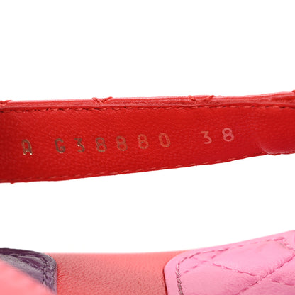 Chanel Lambskin Logo Platform Sandals 38 Red Purple Orange 9 of 11