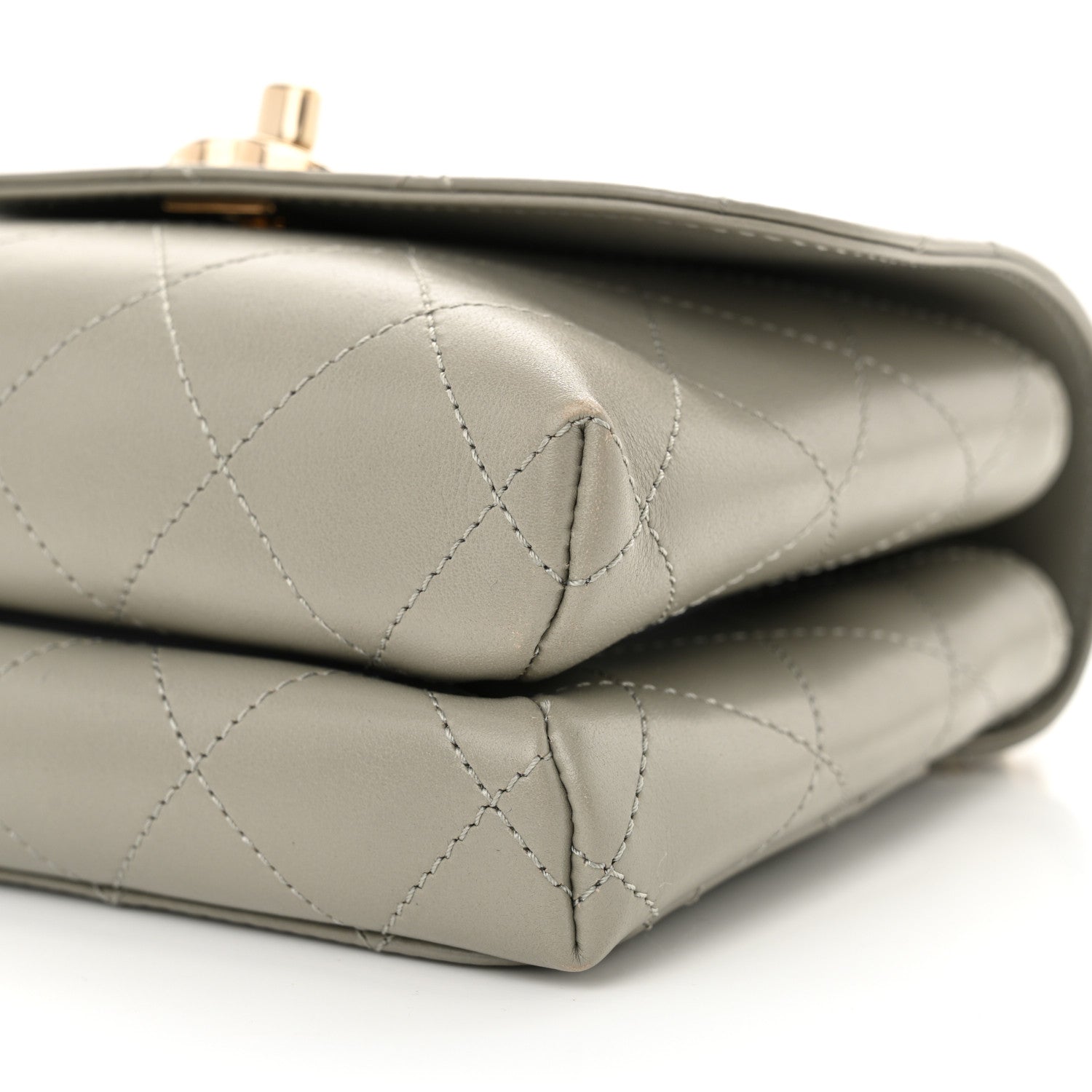 Chanel Calfskin Quilted Small Double Pocket Top Handle Flap Grey 10 of 11