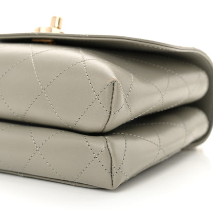 Chanel Calfskin Quilted Small Double Pocket Top Handle Flap Grey 10 of 11