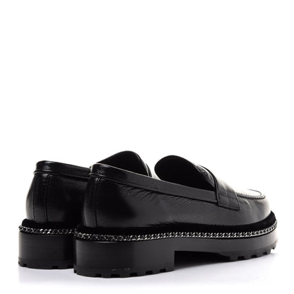 Chanel Crinkled Calfskin Velvet CC Chain Mocassin Loafers 38 Black 4 of 10