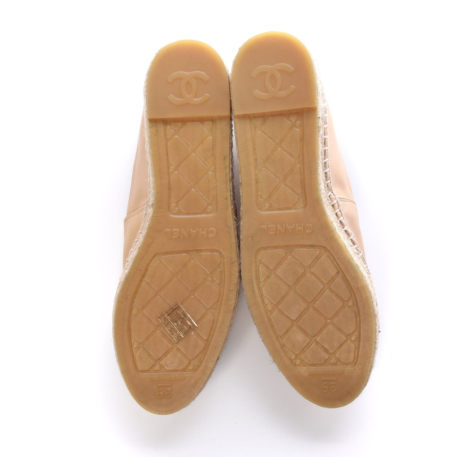 Chanel Lambskin CC Espadrilles 39 Beige Black 5 of 10