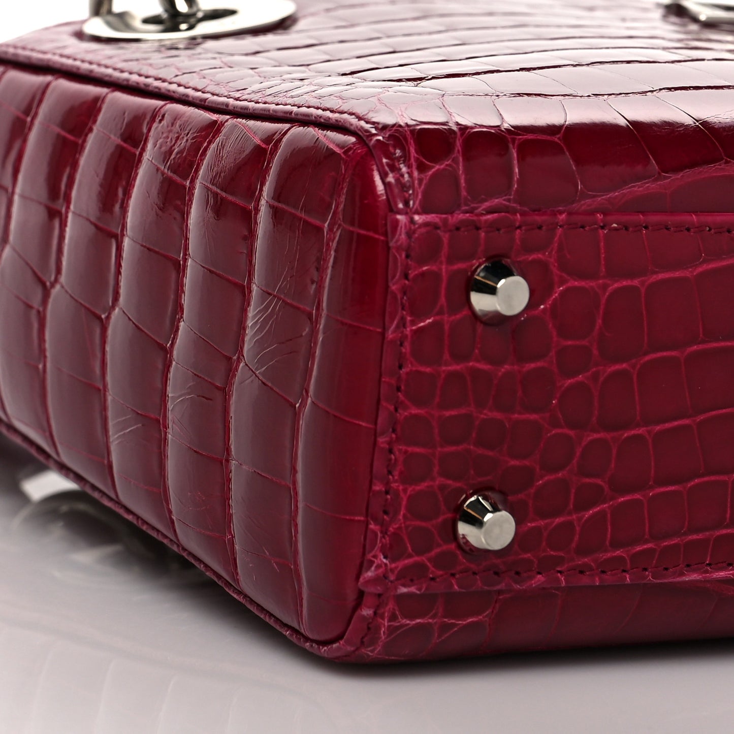 Alligator Mini Lady Dior Dark Pink