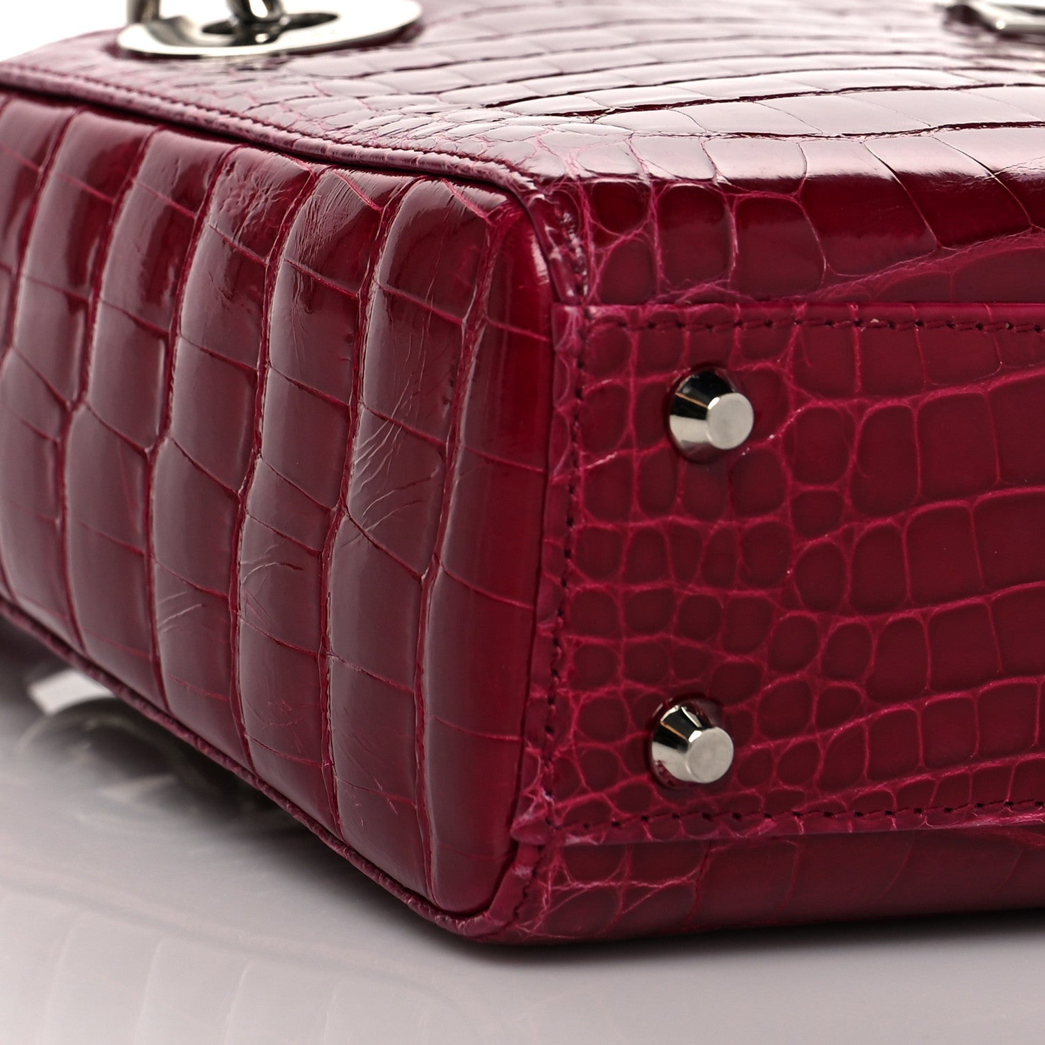 Christian Dior Alligator Mini Lady Dior Dark Pink 8 of 9