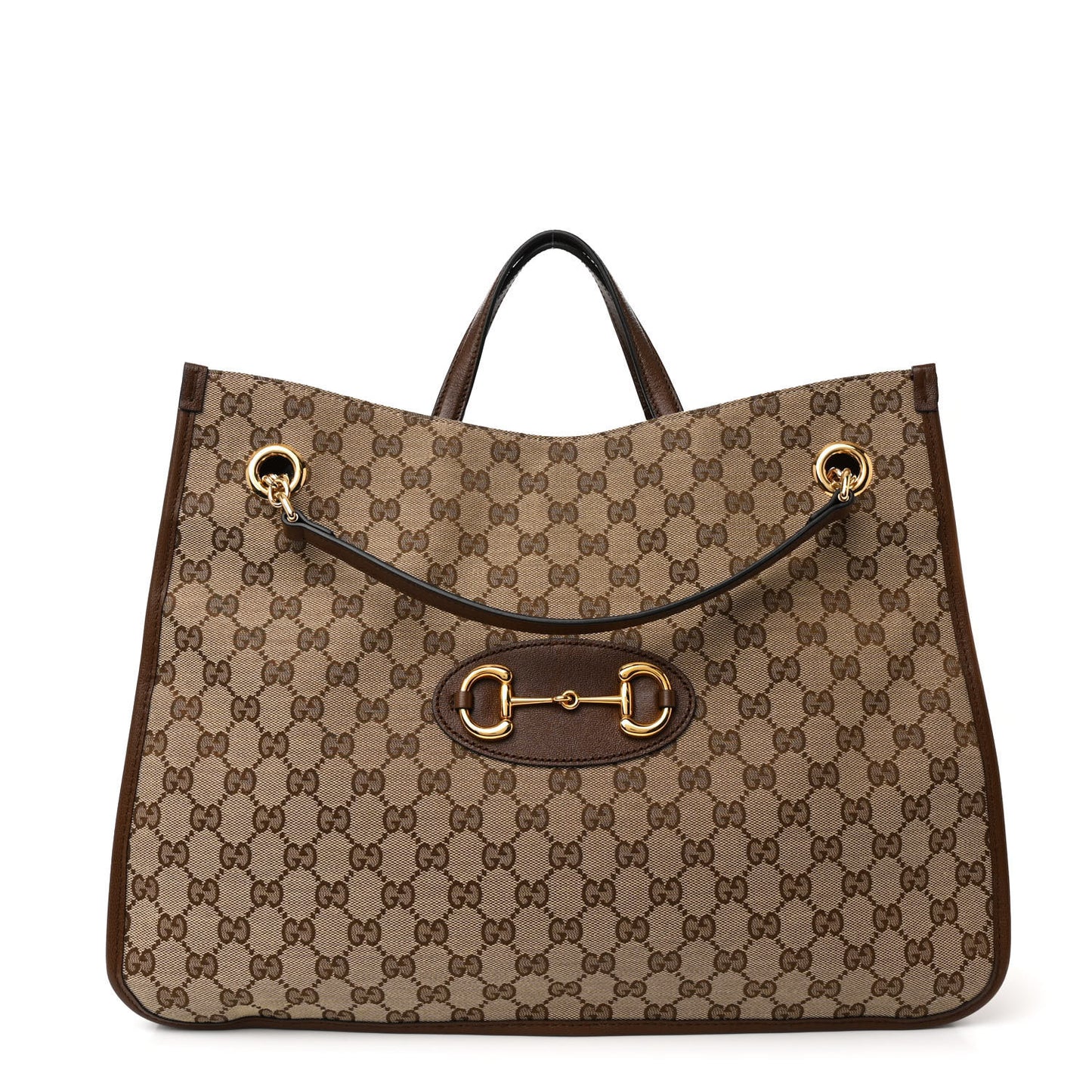 Monogram Calfskin Large Horsebit 1955 Tote Bag Beige Brown Sugar